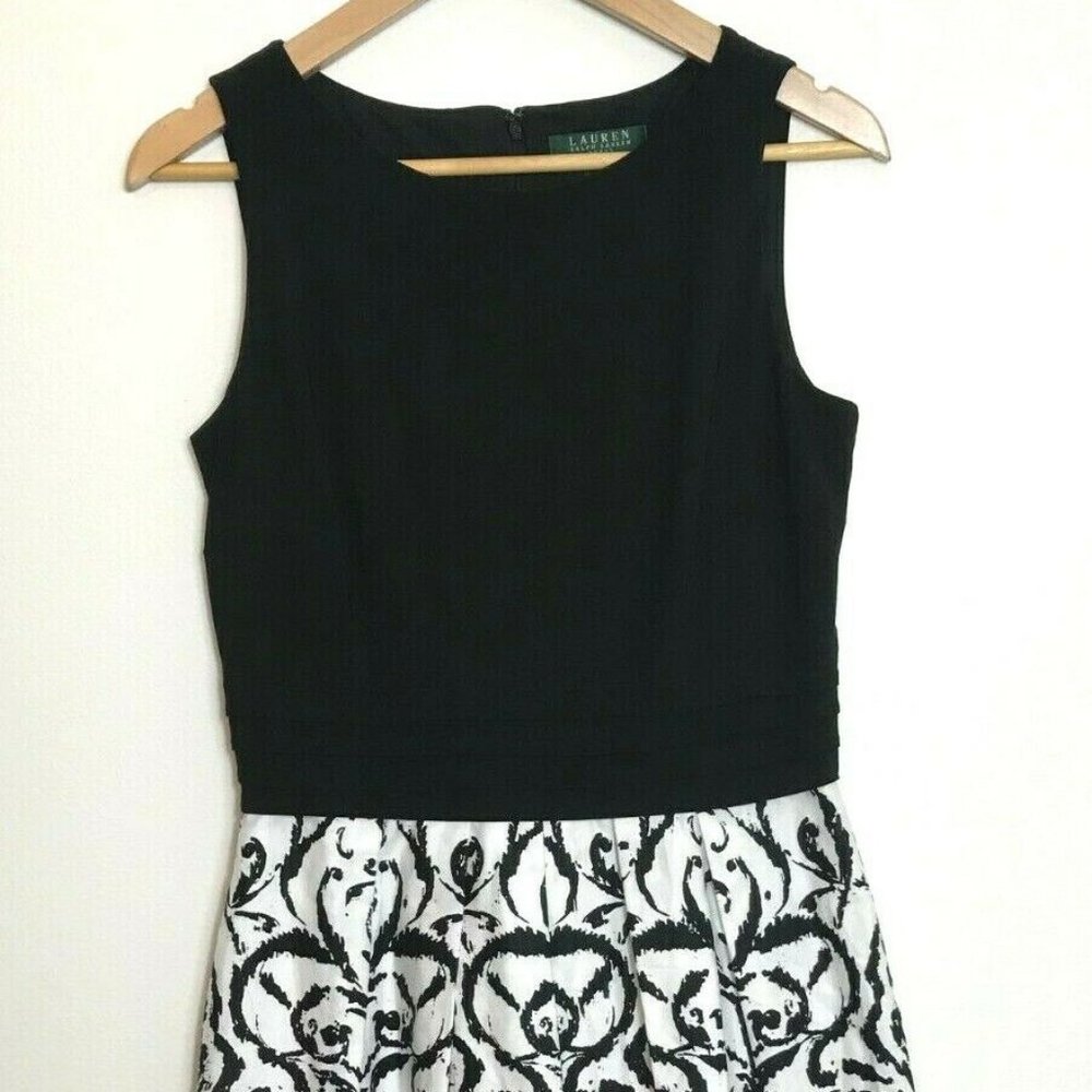 Lauren Ralph Lauren, Size 8, Black and White, Floral Dress